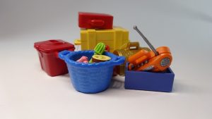 Image is a group of toys left behind.