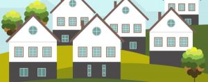 Image is an illustration of a group of houses. Image is an illustration of a group of houses.